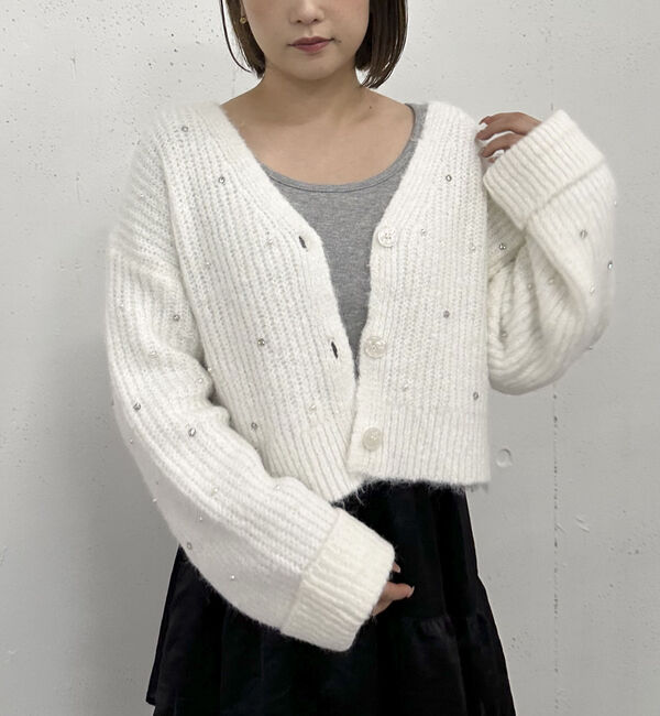 archives「ビジューパールニットカーディガン」|カーディガン|