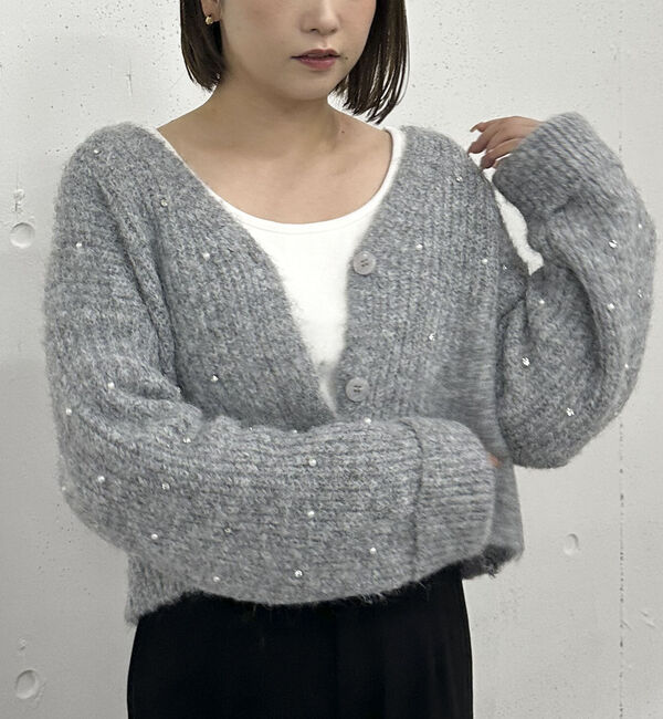 archives「ビジューパールニットカーディガン」|カーディガン|