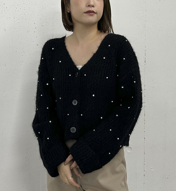 archives「ビジューパールニットカーディガン」|カーディガン|
