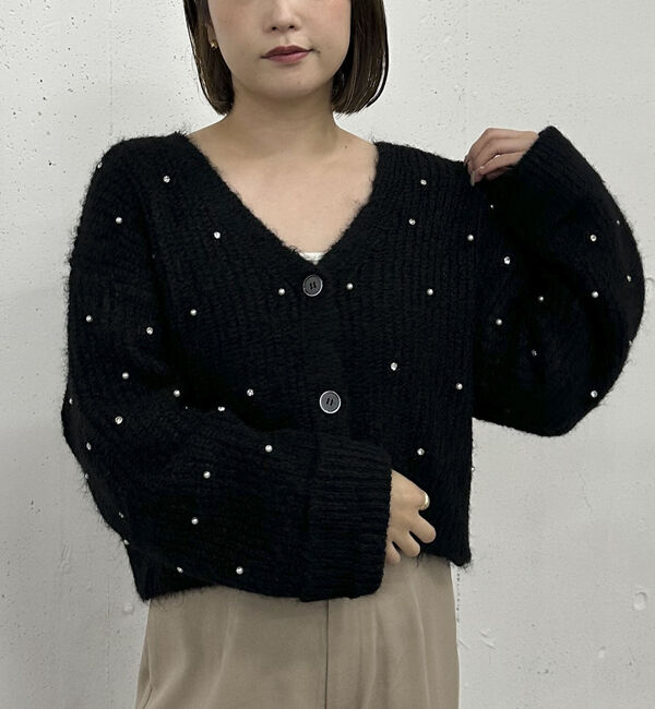 archives「ビジューパールニットカーディガン」|カーディガン|