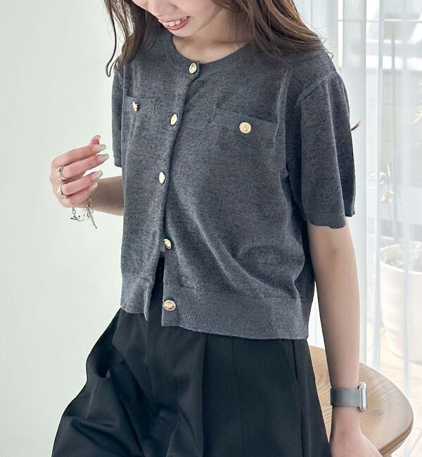 archives「ハーフスリーブ金ボタンニットカーディガン」|カーディガン|CHARCOAL GRAY