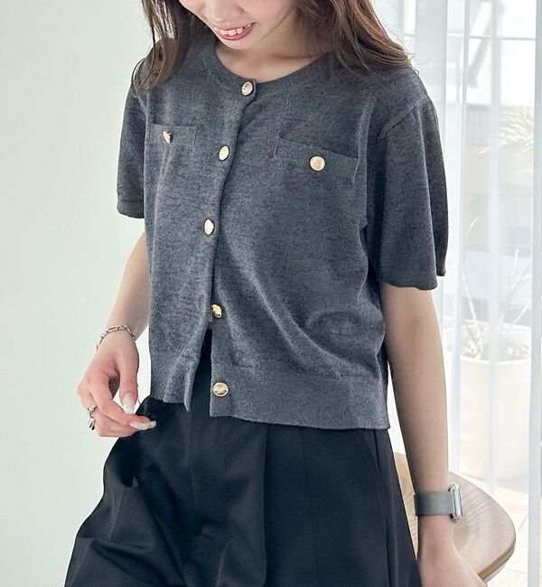 archives「ハーフスリーブ金ボタンニットカーディガン」|カーディガン|