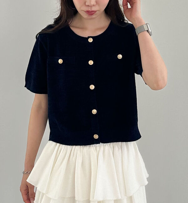 archives「ハーフスリーブ金ボタンニットカーディガン」|カーディガン|