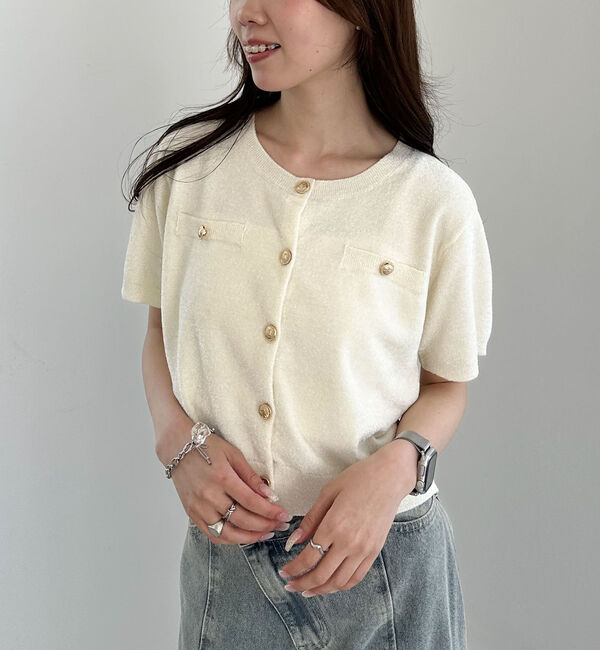 archives「ハーフスリーブ金ボタンニットカーディガン」|カーディガン|IVORY