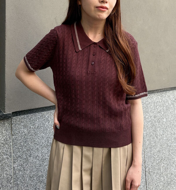 archives「ラインケーブルポロニット」|ニット・セーター|BROWN