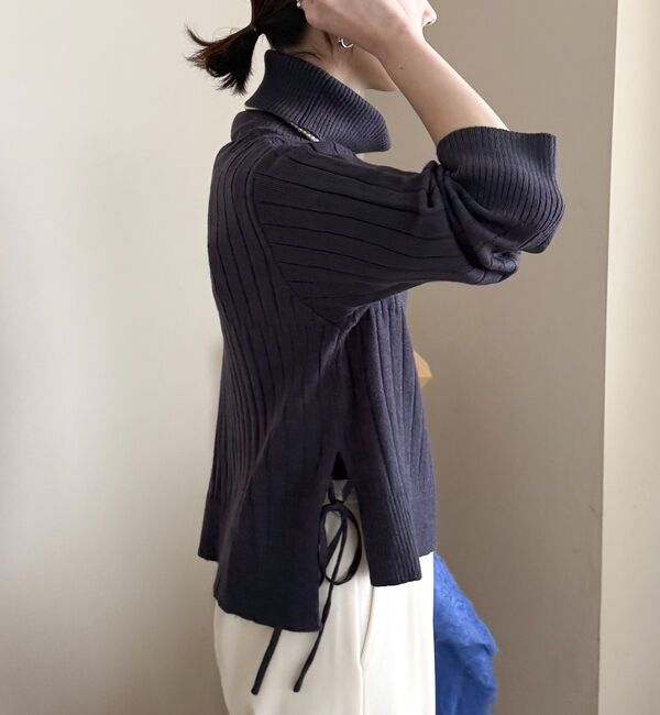 Doux archives「オフタートルワイドリブニット」|ニット・セーター|CHARCOAL GRAY