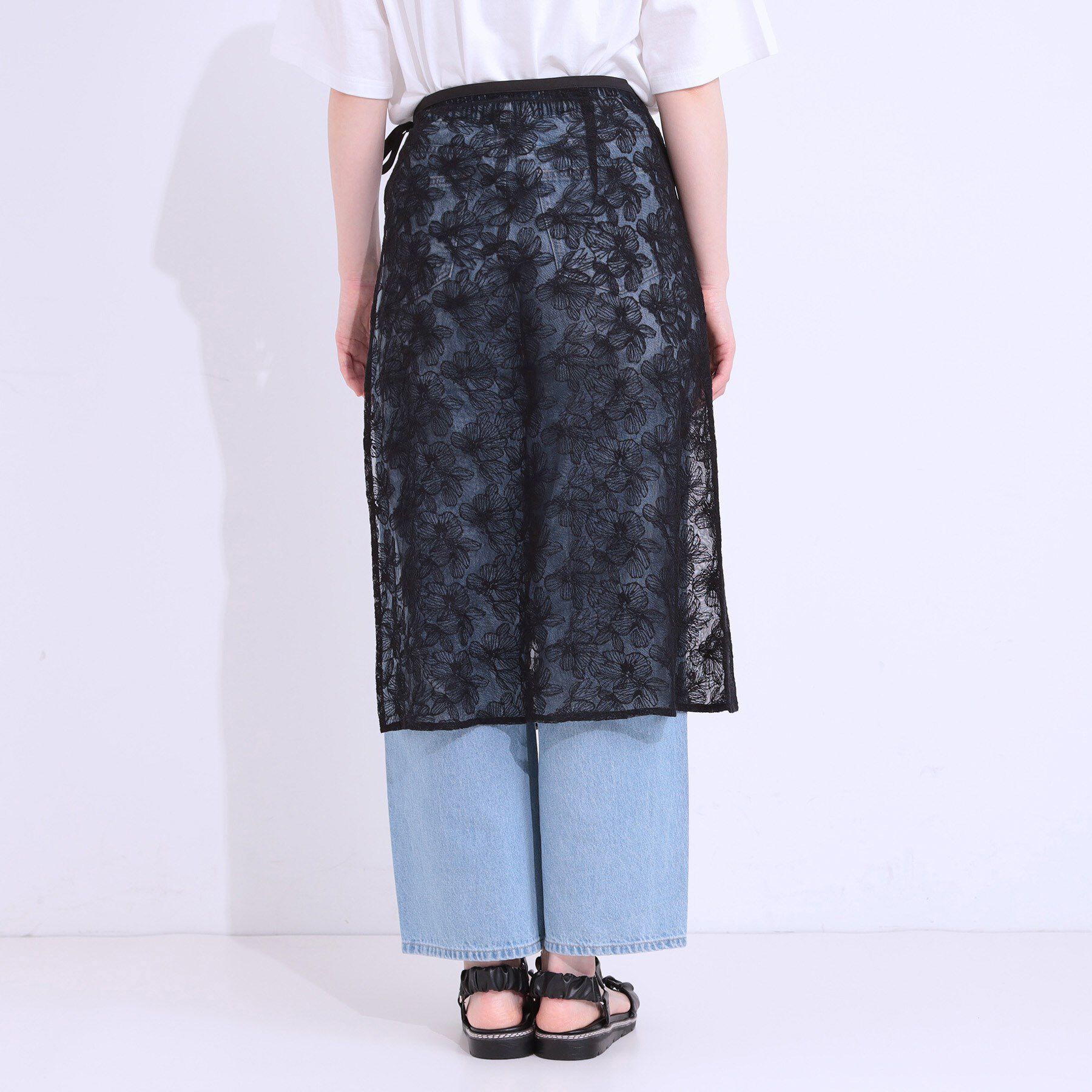 SHOO･LA･RUE「【洗える】チュール刺繍ラップスカート」|スカート|