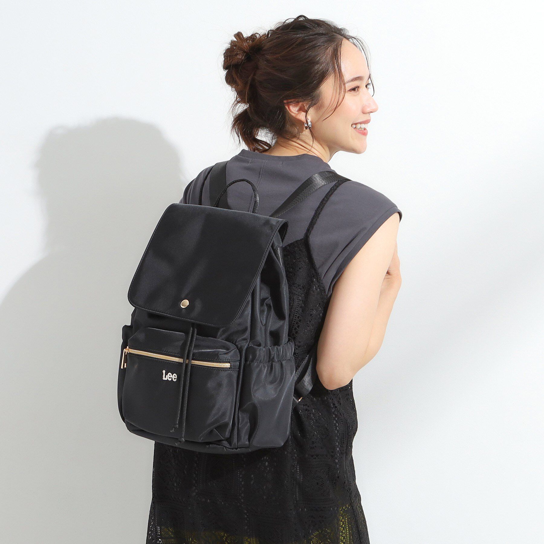 SHOO･LA･RUE「【Lee別注／撥水】フラップリュック」|リュック|ブラック(019)