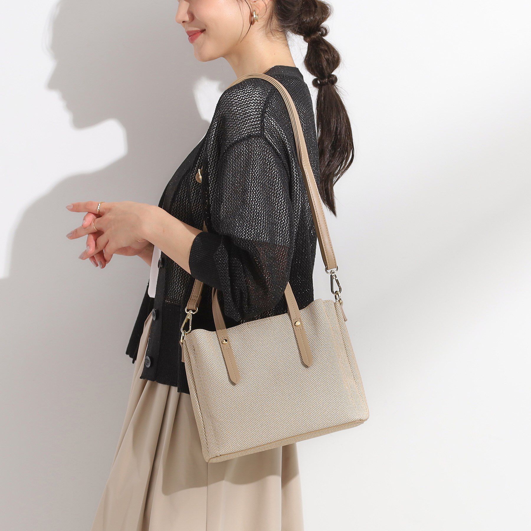 SHOO･LA･RUE「【2WAY】キャンバス風合皮トート」|トートバッグ|ベージュ(552)