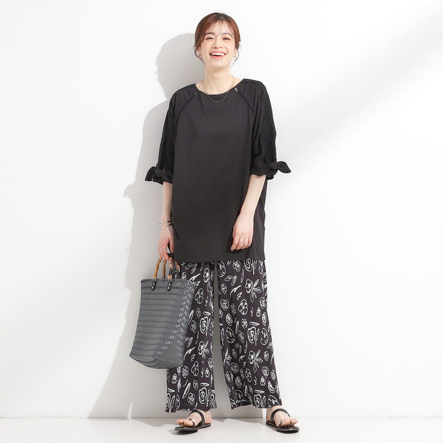 SHOO･LA･RUE「【S-LL】お袖デザインが華やか はしごレースチュニック」|チュニック|