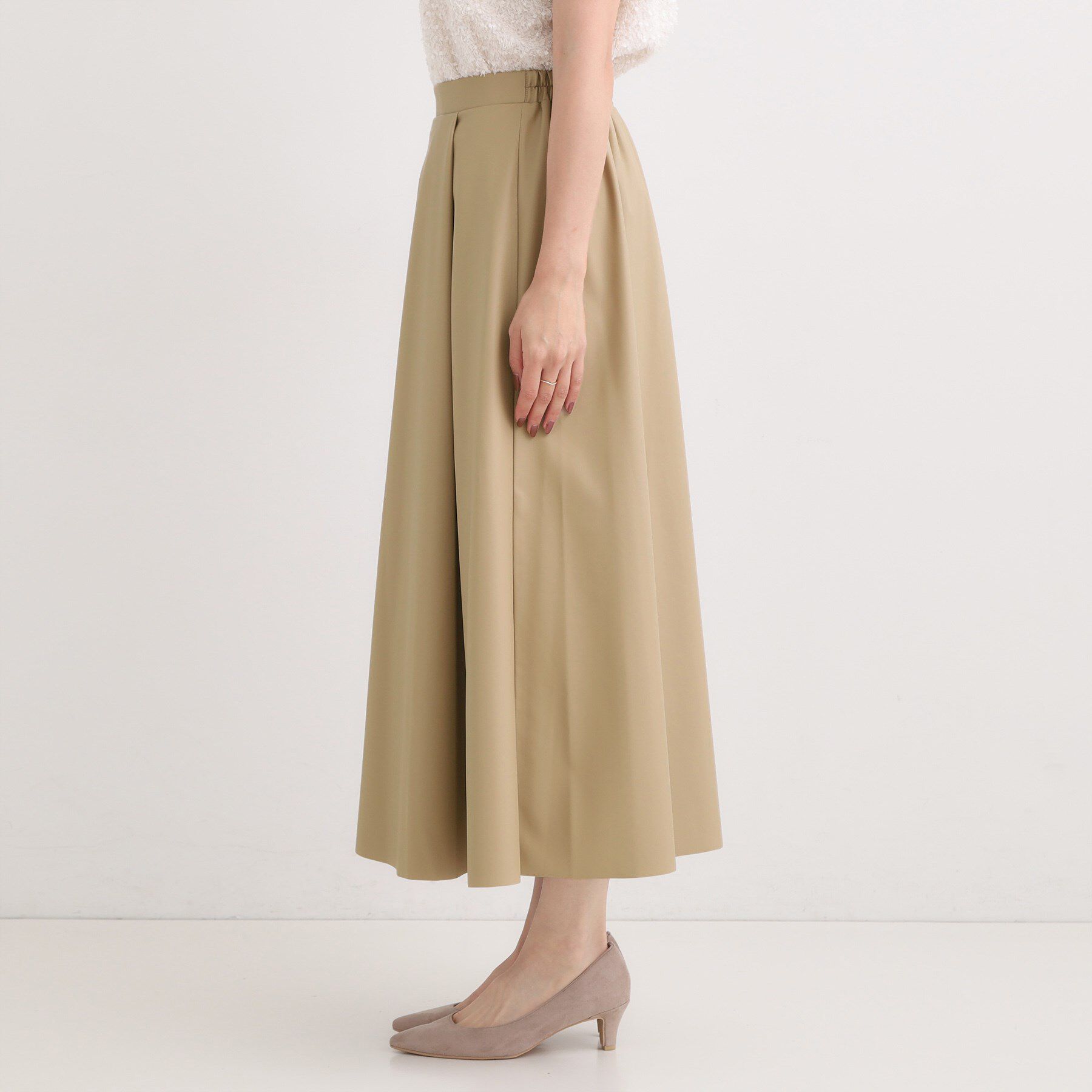 SHOO･LA･RUE「【S-LL】大人の抜け感 合皮フレアスカート」|スカート|