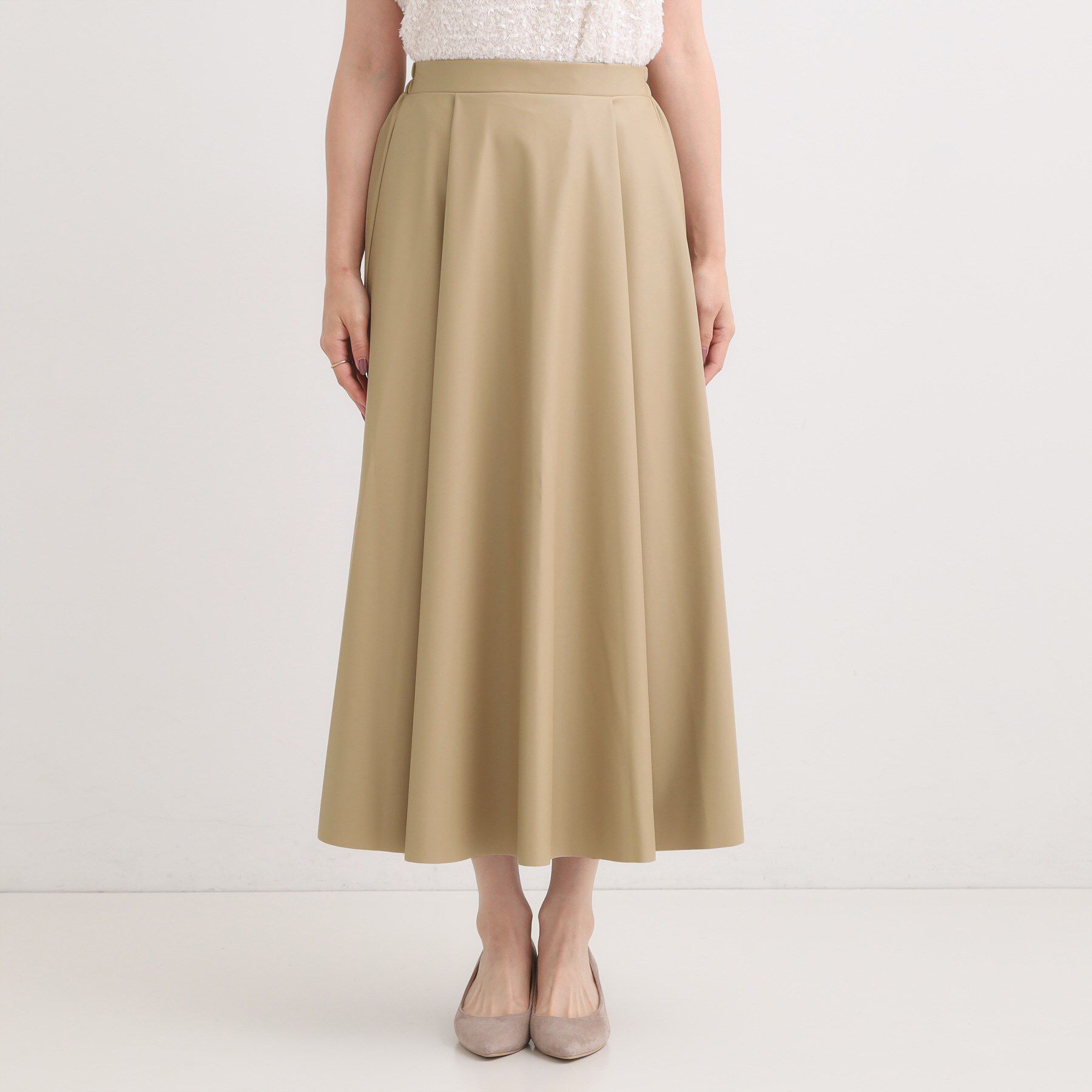 SHOO･LA･RUE「【S-LL】大人の抜け感 合皮フレアスカート」|スカート|