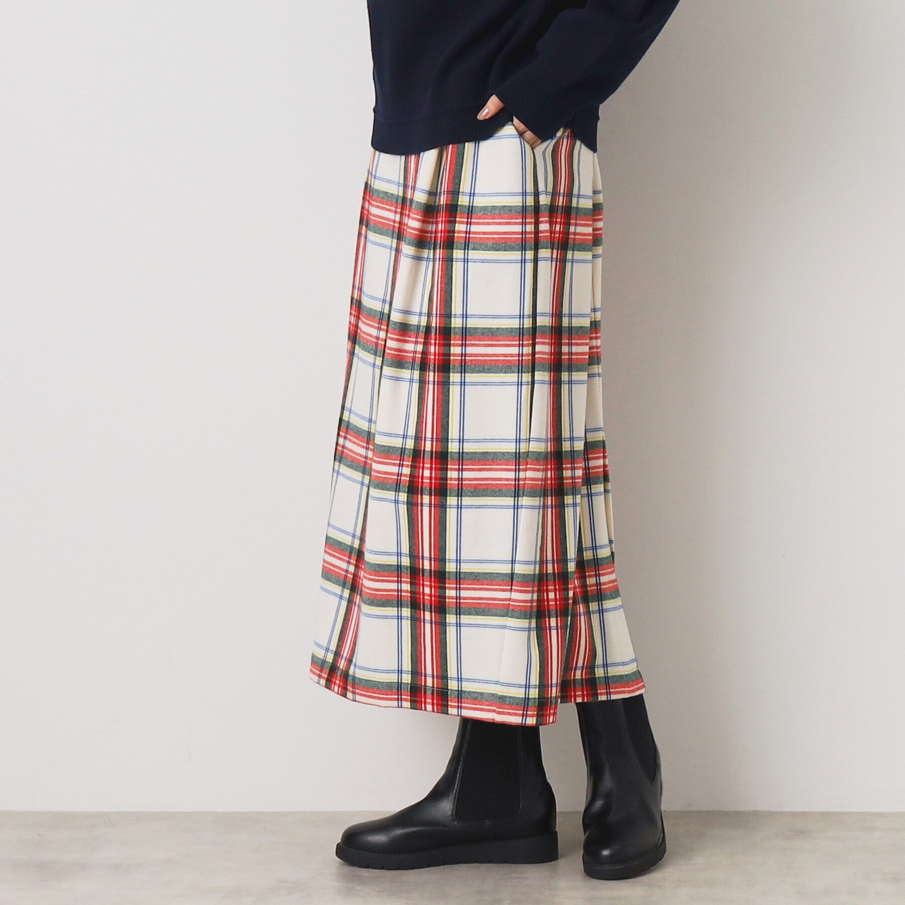 Dessin「【洗える】起毛チェックタックスカート（XS～L）」|スカート|