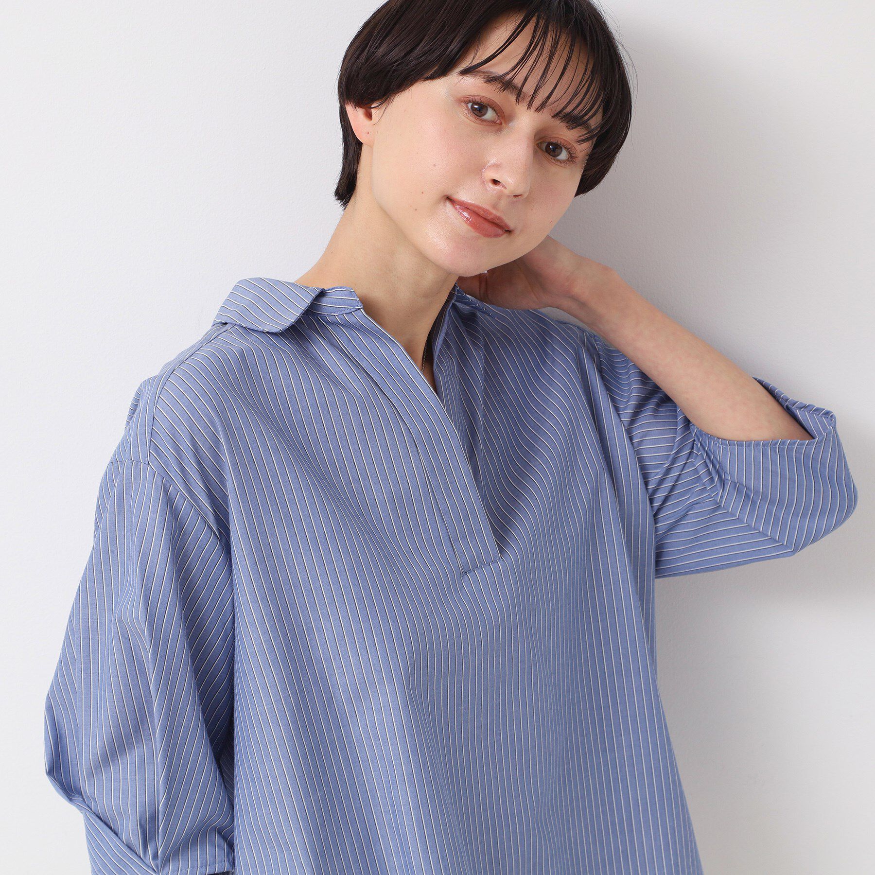 Dessin「【洗える・4サイズ展開】スキッパーシャツブラウス（XS～L）」|シャツ・ブラウス|