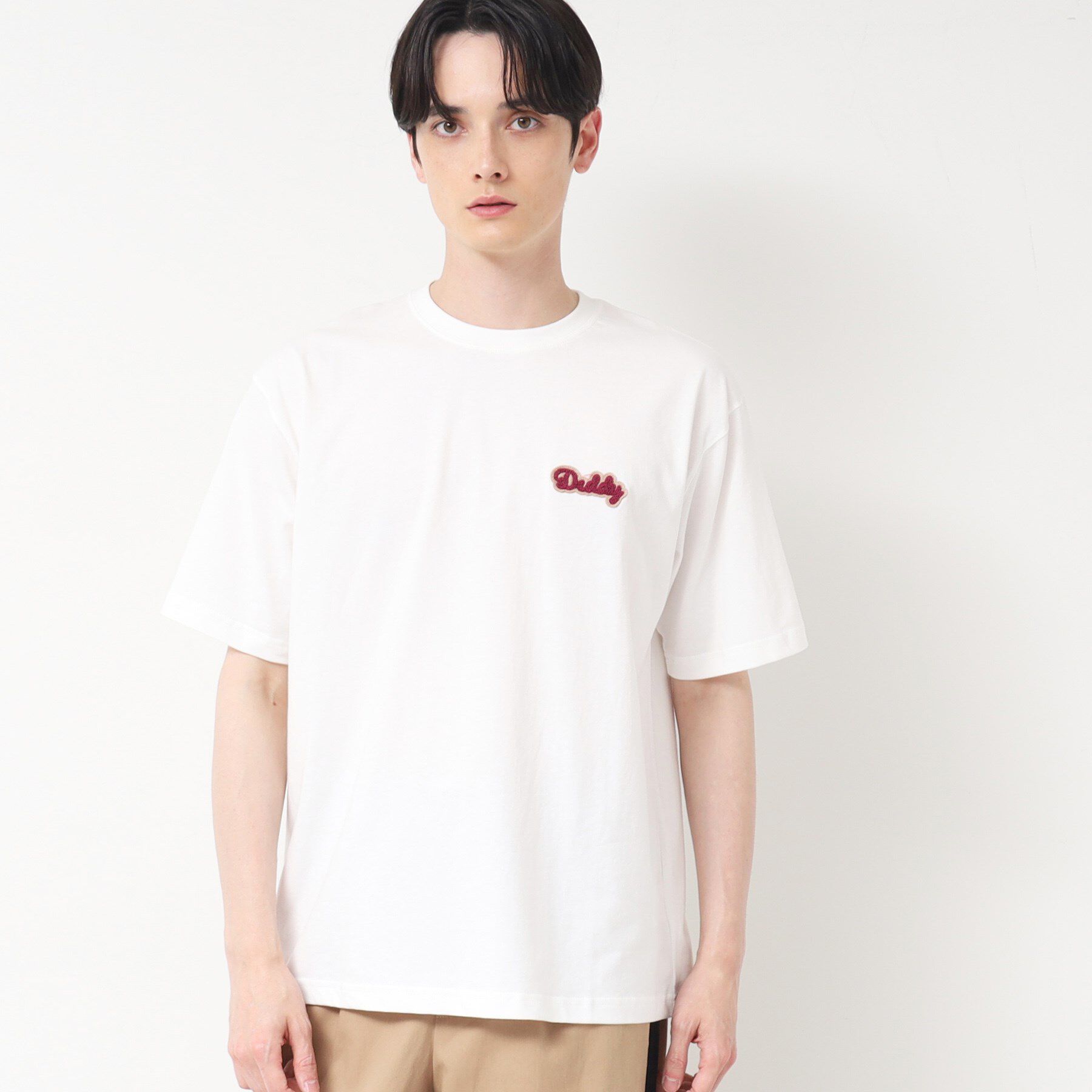 Dessin「【洗える】ワンポイント刺繍入りTシャツ」|Tシャツ・カットソー|ホワイト(001)