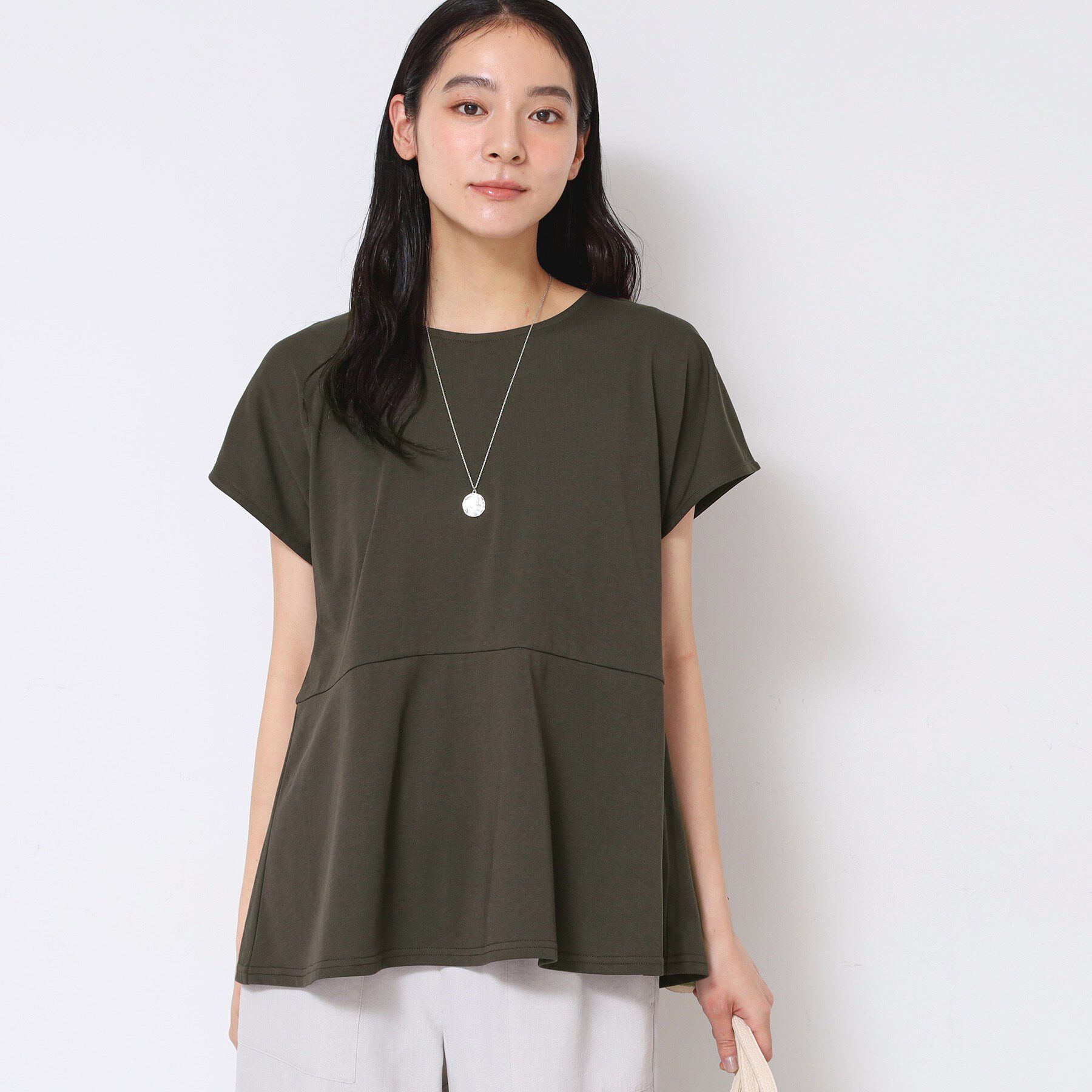 Dessin「◆【洗える】ペプラムチュニックカットソー（XS～L）」|Tシャツ・カットソー|ブラウン(045)