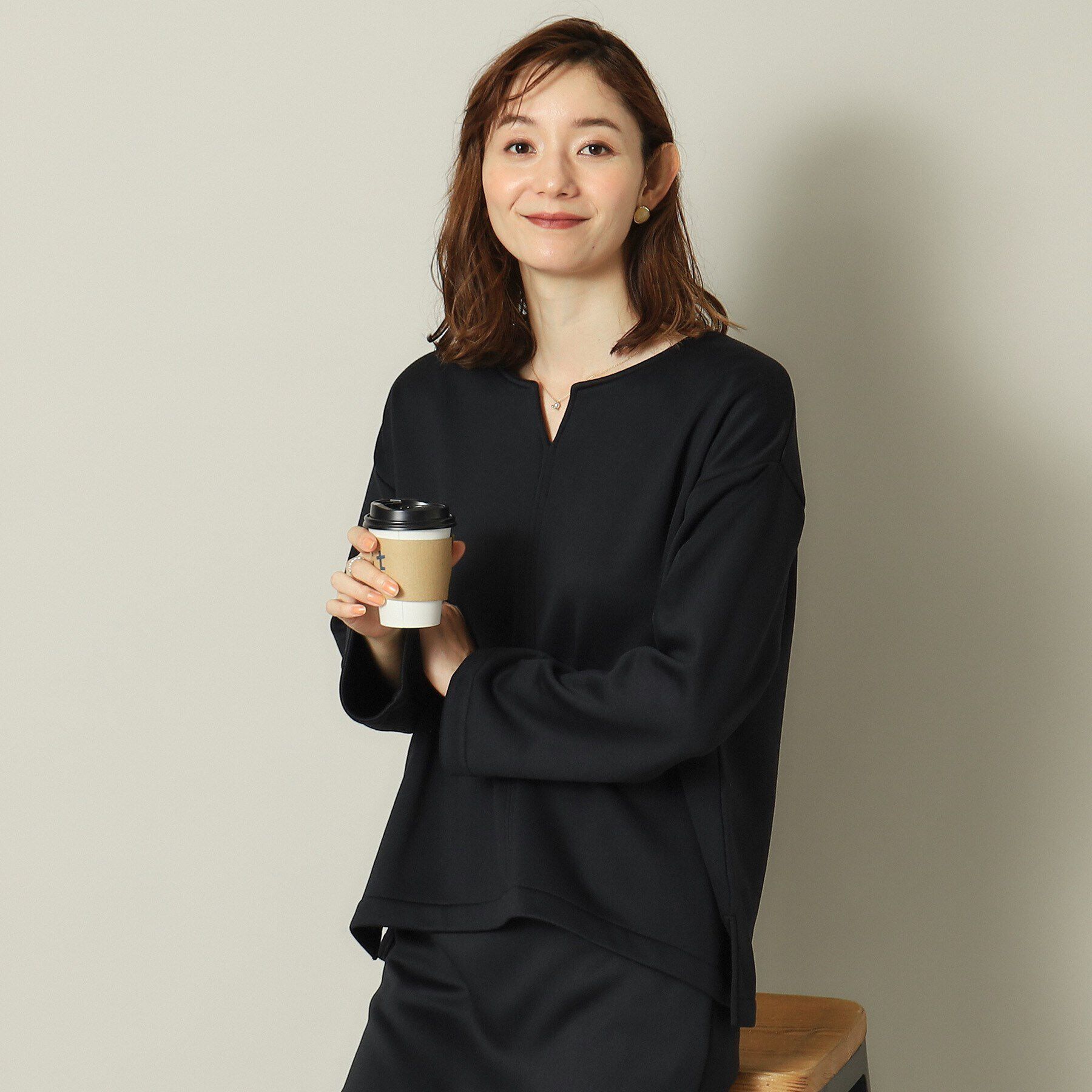 ITS&rsquo;DEMO「【手洗い可】裏起毛キーネックプルオーバー」|Tシャツ・カットソー|