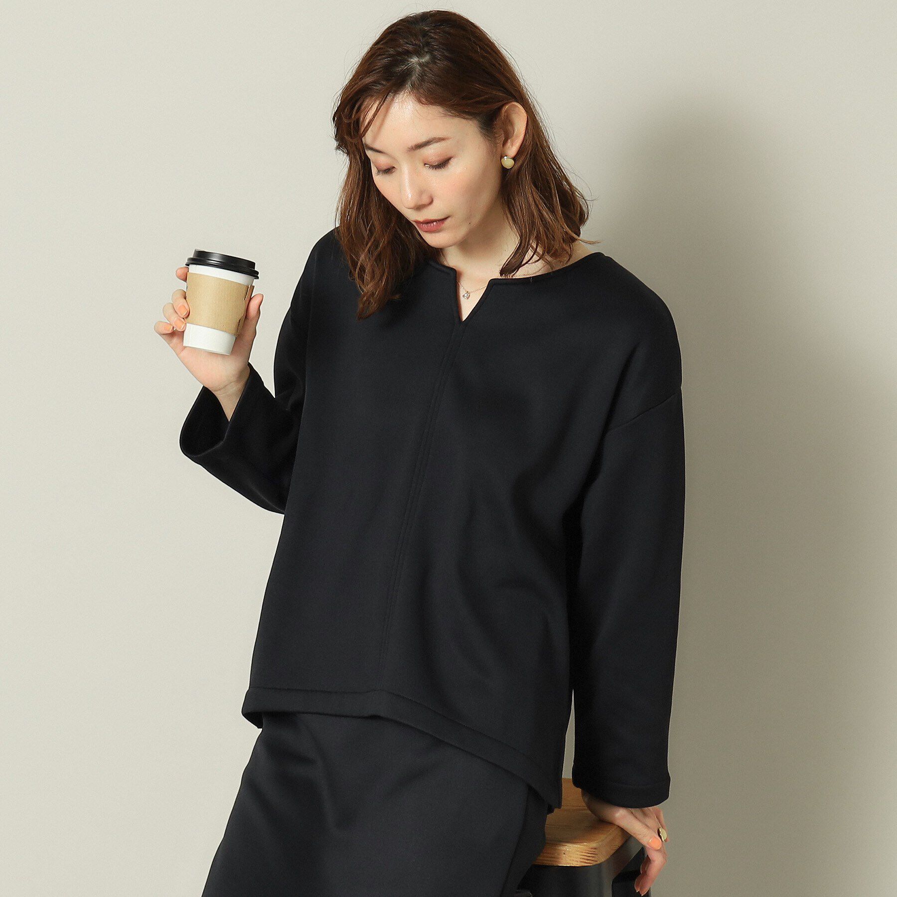 ITS&rsquo;DEMO「【手洗い可】裏起毛キーネックプルオーバー」|Tシャツ・カットソー|