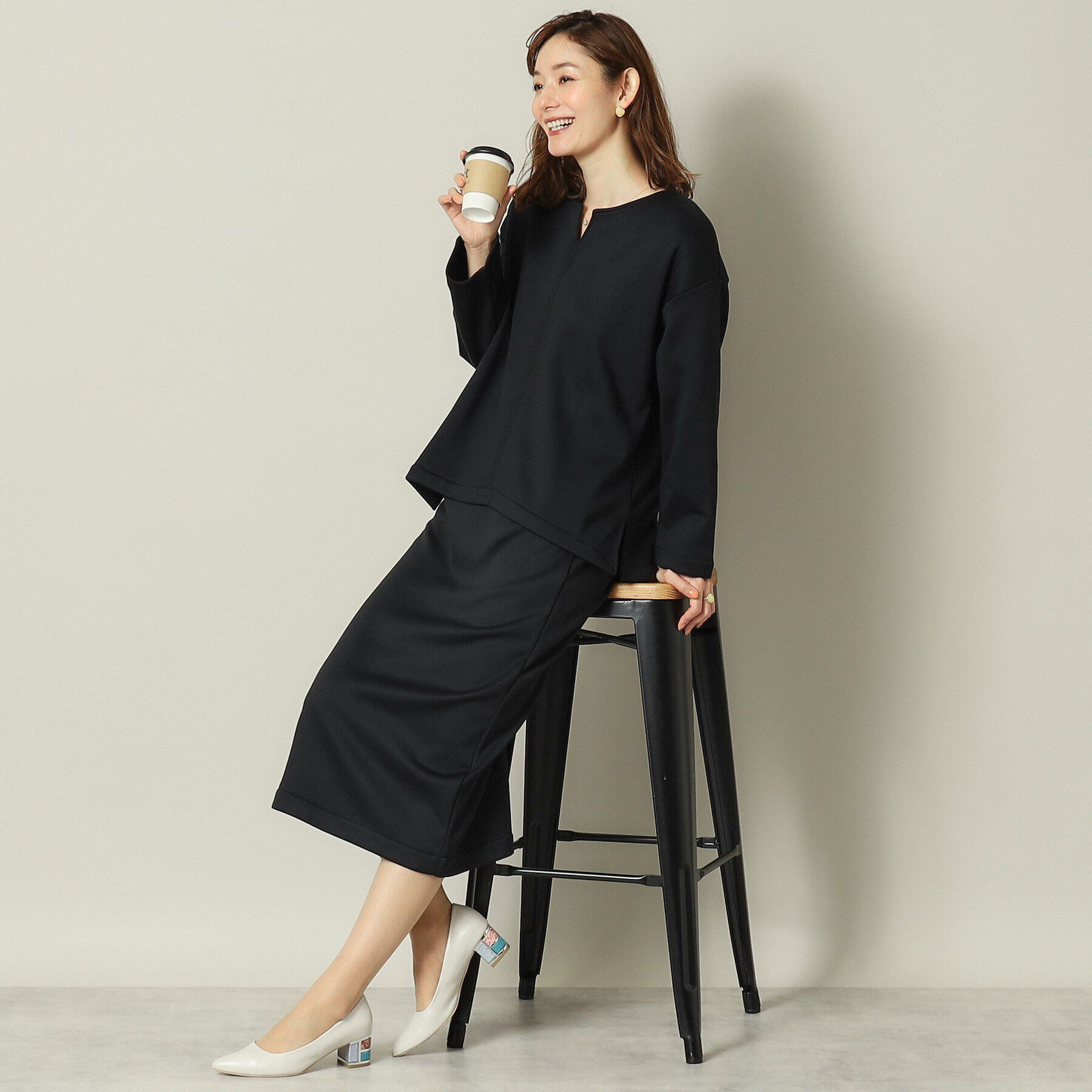 ITS&rsquo;DEMO「【手洗い可】裏起毛キーネックプルオーバー」|Tシャツ・カットソー|