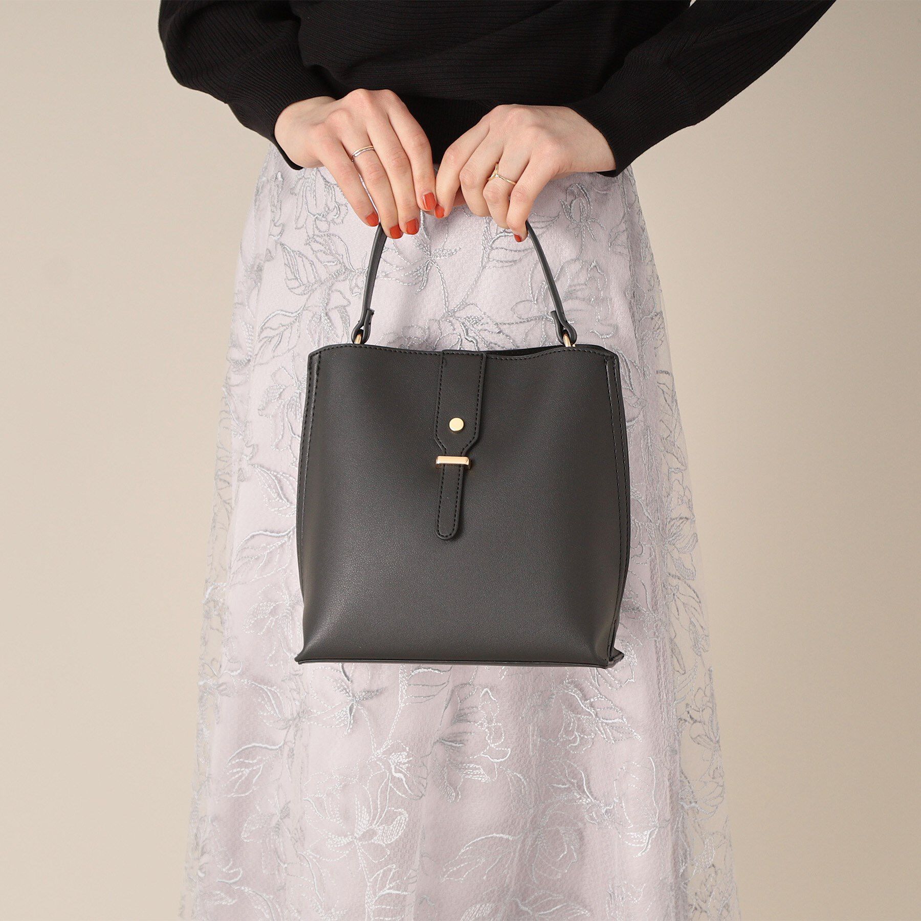 ITS&rsquo;DEMO「【2WAY】ベルト飾りミニショルダー」|ショルダー・メッセンジャー|ブラック(019)