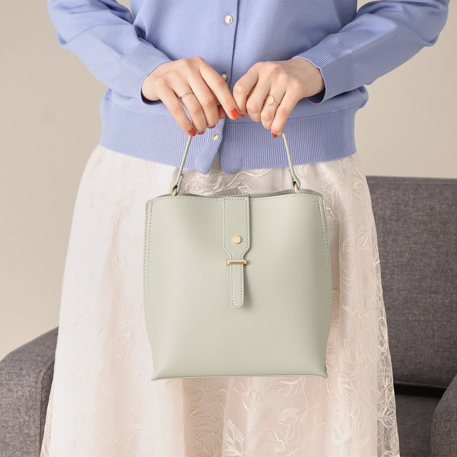 ITS&rsquo;DEMO「【2WAY】ベルト飾りミニショルダー」|ショルダー・メッセンジャー|ミントグリーン(02