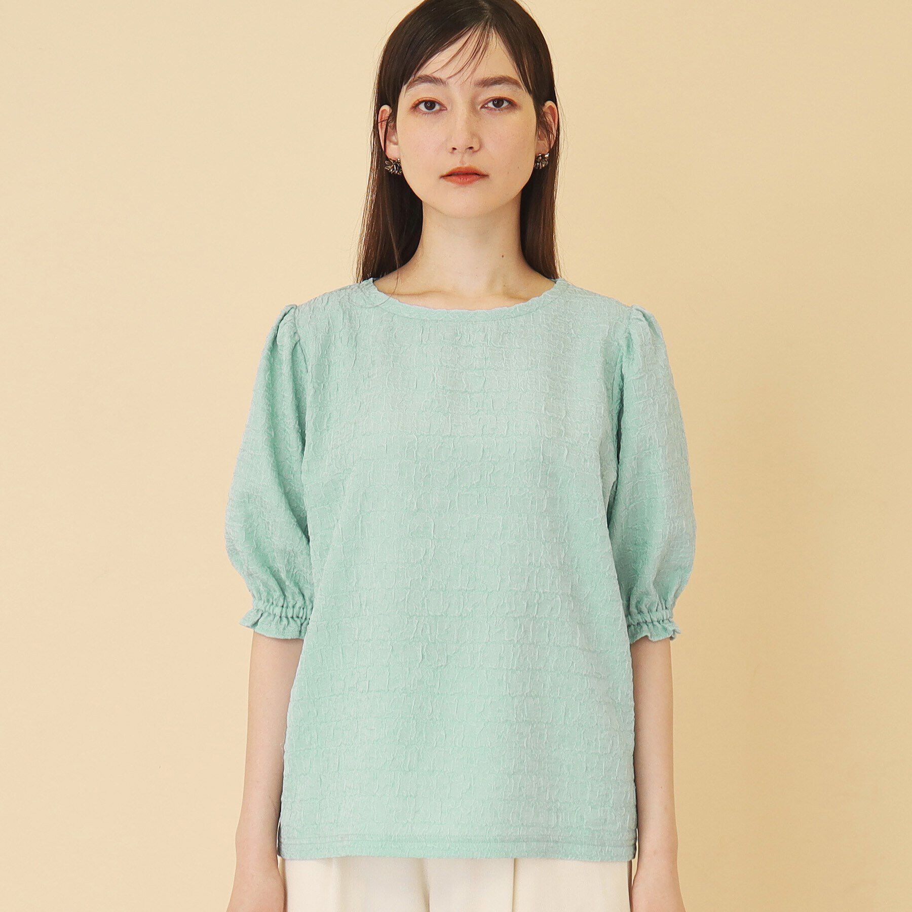 SunaUna「【パフスリーブ／袖口ゴム】ジャカードプルオーバー」|Tシャツ・カットソー|