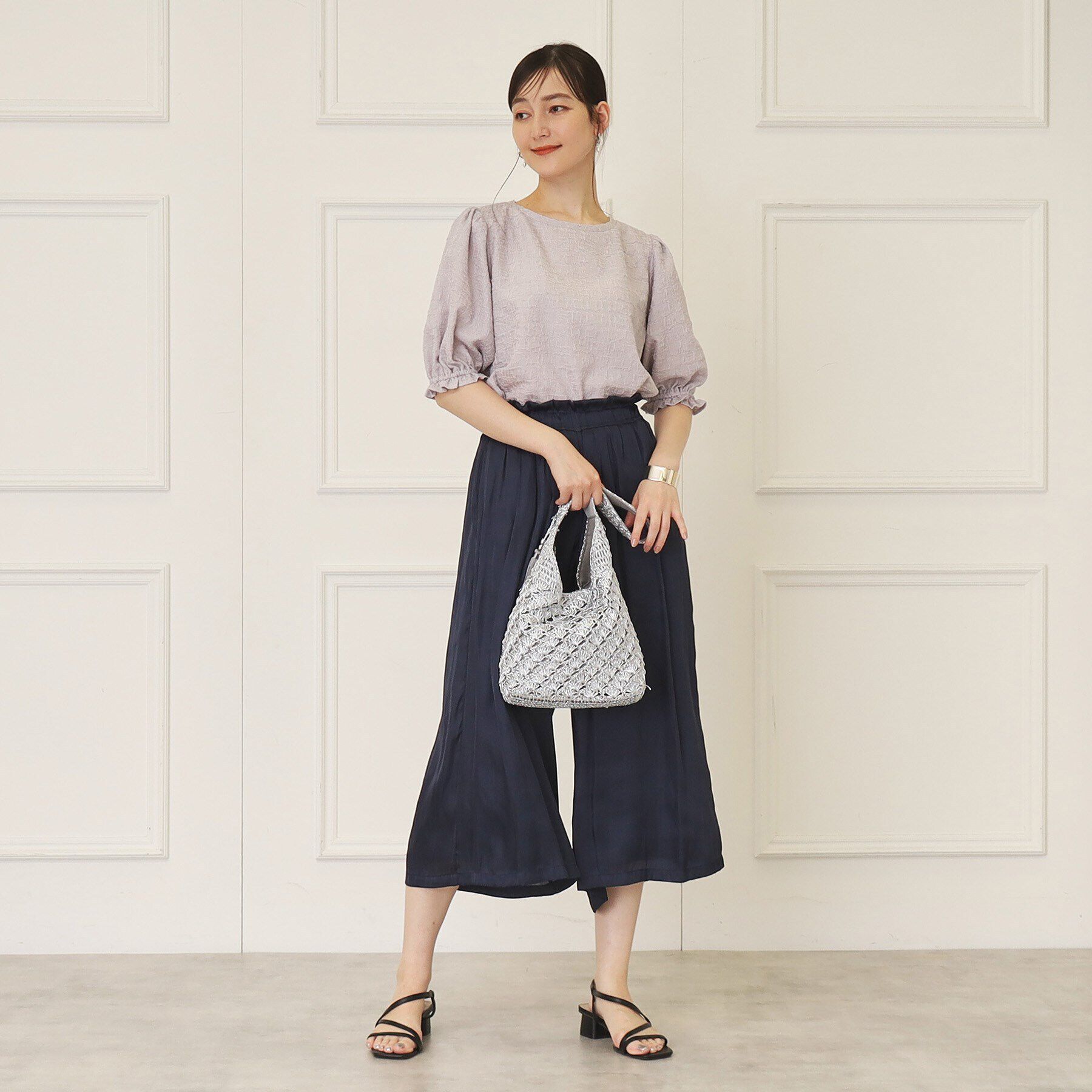 SunaUna「【パフスリーブ／袖口ゴム】ジャカードプルオーバー」|Tシャツ・カットソー|