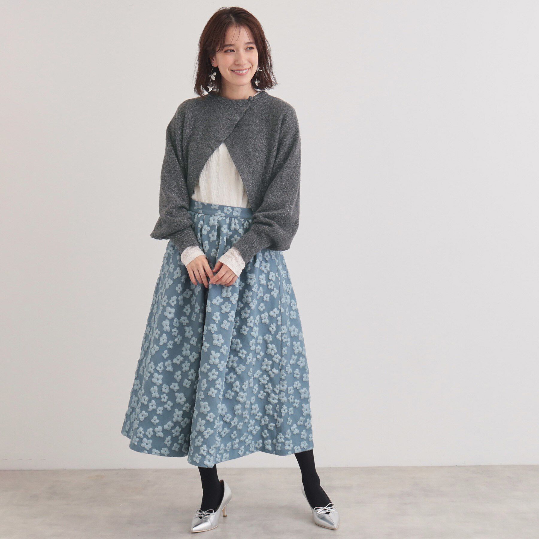 SunaUna「【チャイナパーツ／ラメ入り】ニットボレロ」|カーディガン|