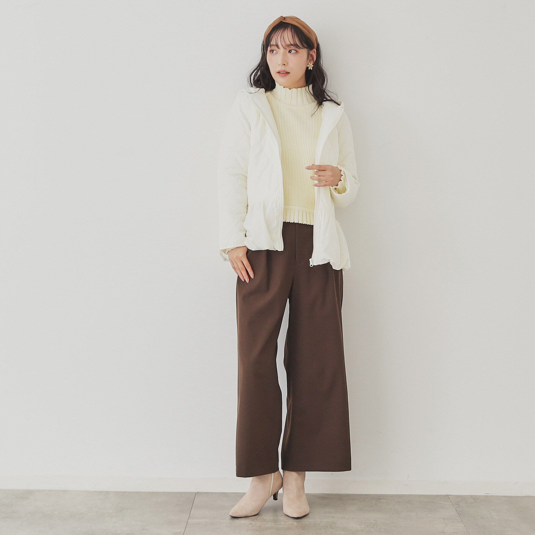 SunaUna「【フード付き/ペプラムシルエット】中綿キルティングコート」|その他|