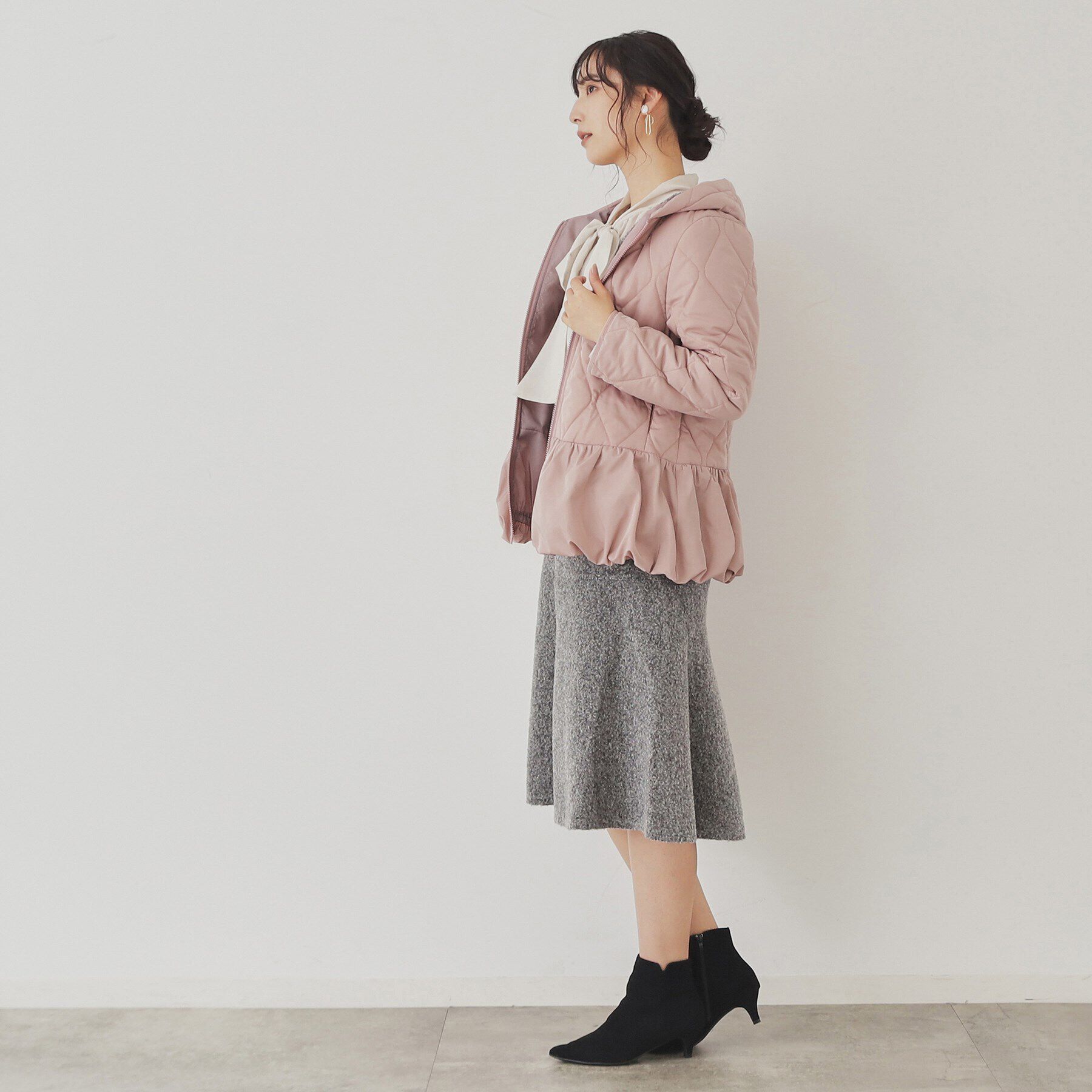 SunaUna「【フード付き/ペプラムシルエット】中綿キルティングコート」|その他|