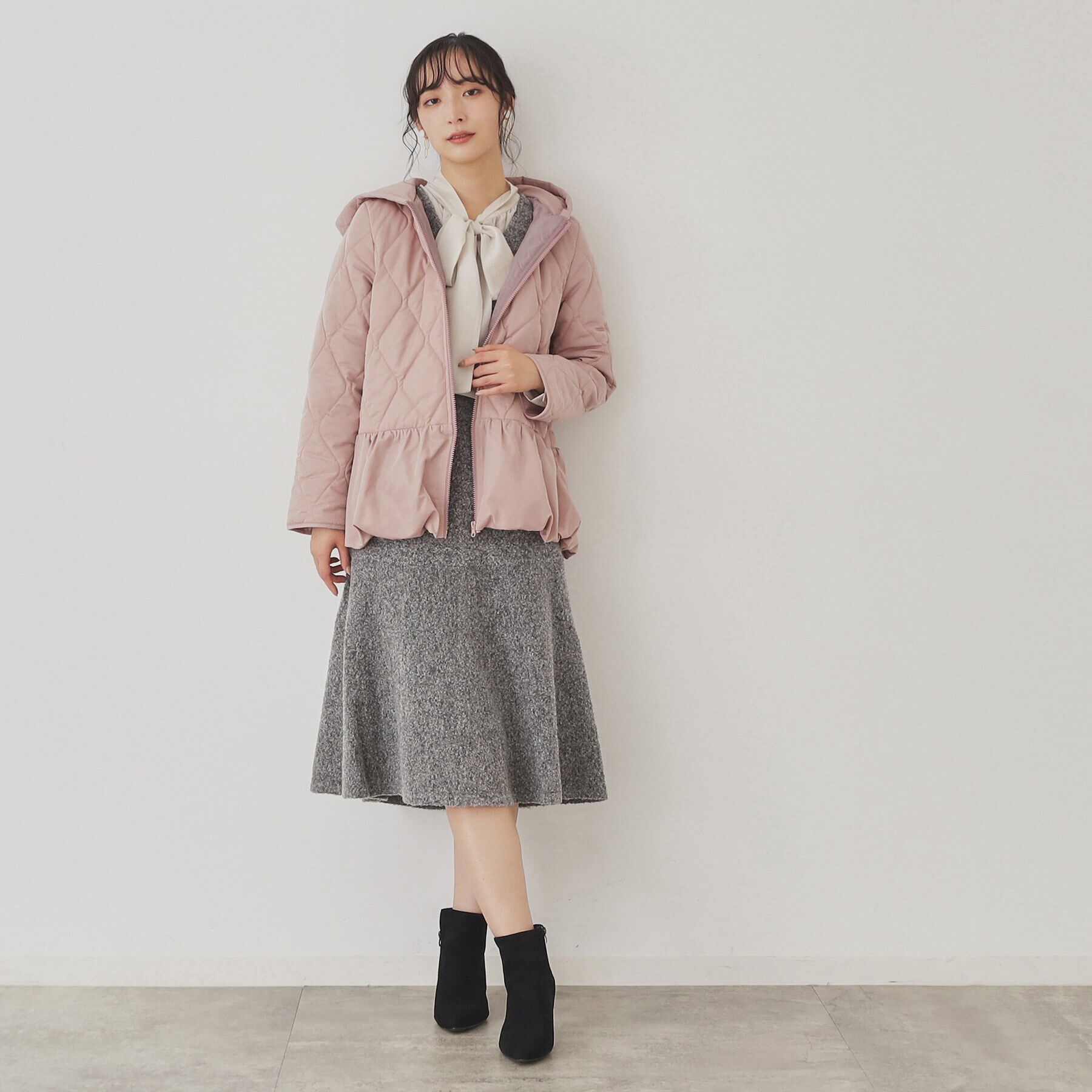 SunaUna「【フード付き/ペプラムシルエット】中綿キルティングコート」|その他|