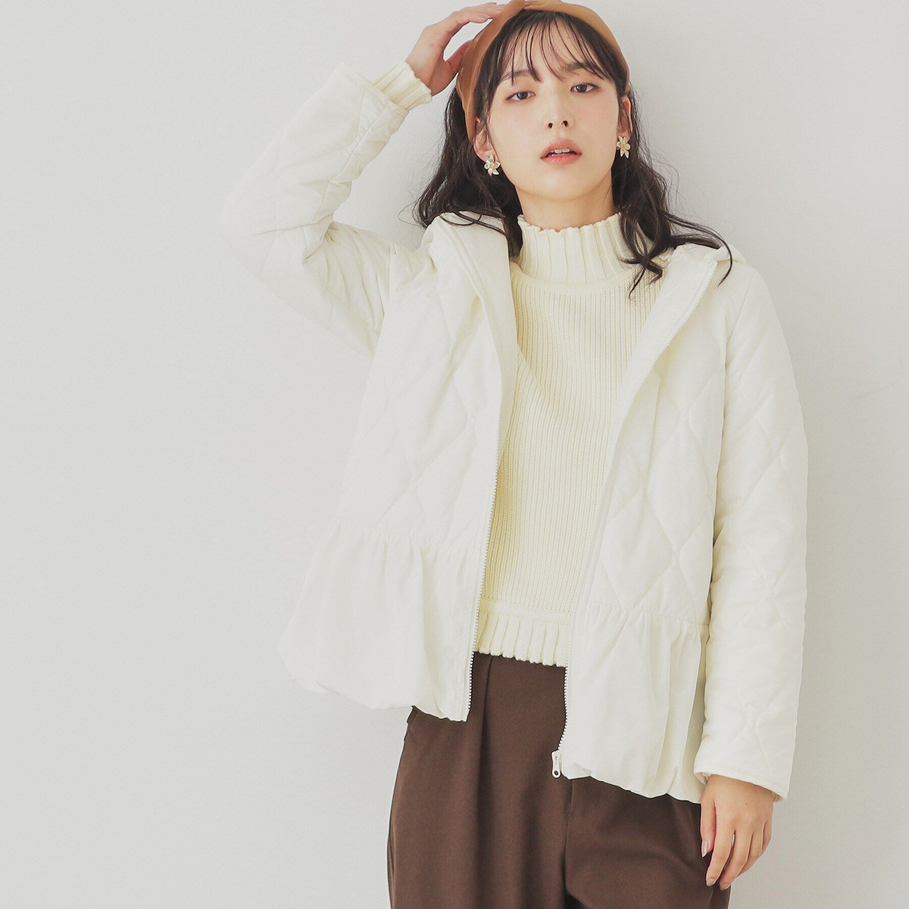 SunaUna「【フード付き/ペプラムシルエット】中綿キルティングコート」|その他|