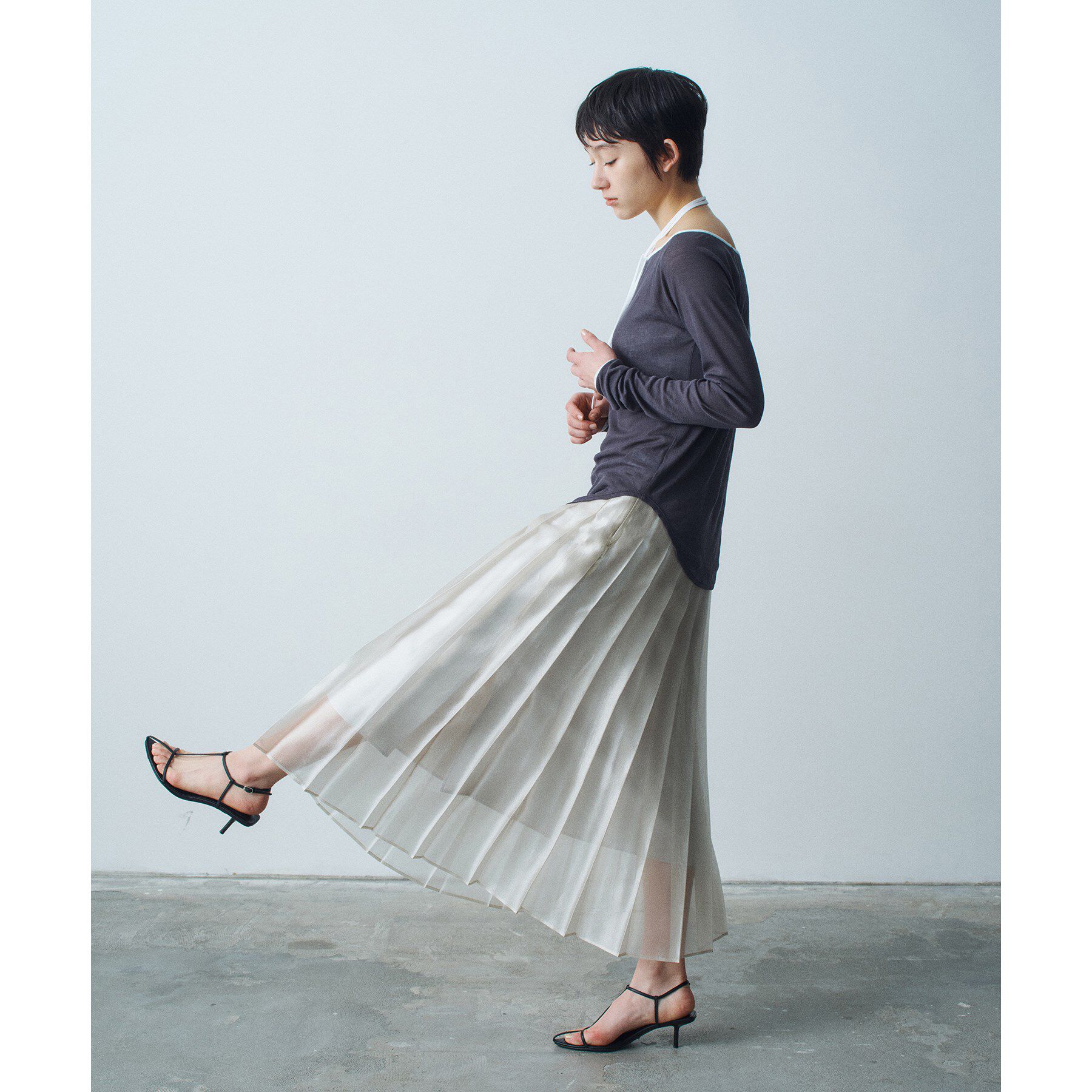 CODE A「shiny sheer pleated skirt」|スカート|