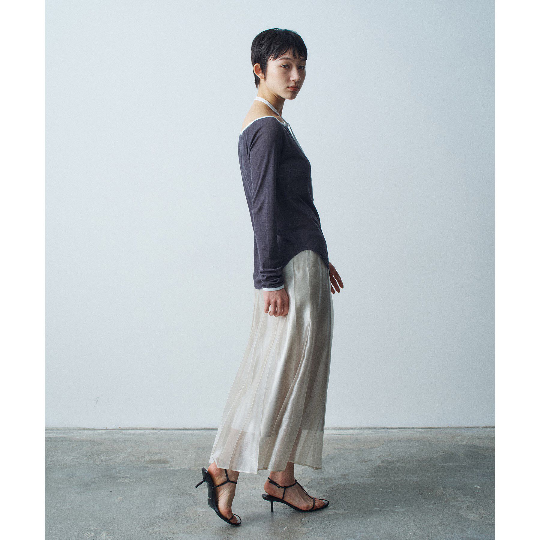 CODE A「shiny sheer pleated skirt」|スカート|