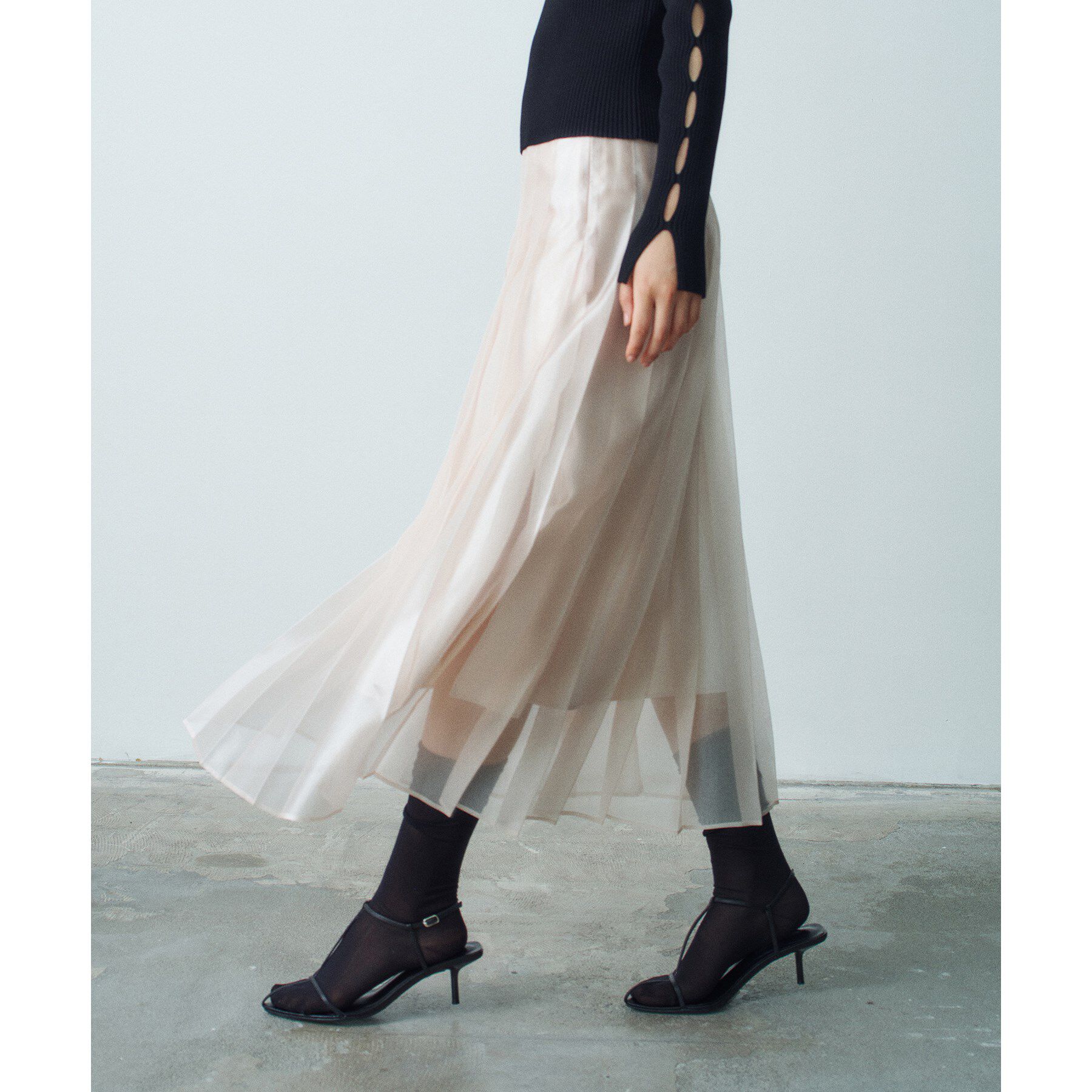 CODE A「shiny sheer pleated skirt」|スカート|