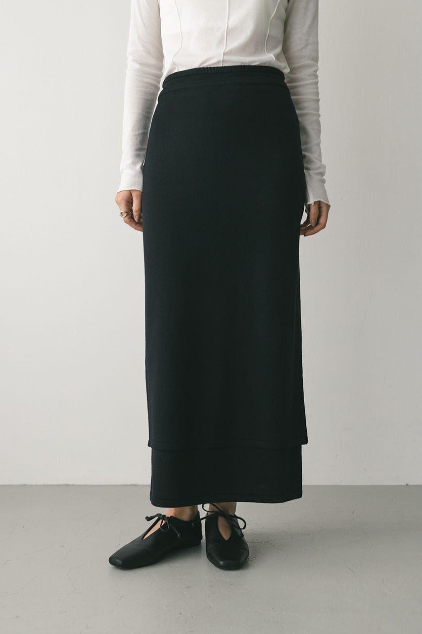 STYLEMIXER「レイヤードニットスカート」|スカート|BLK