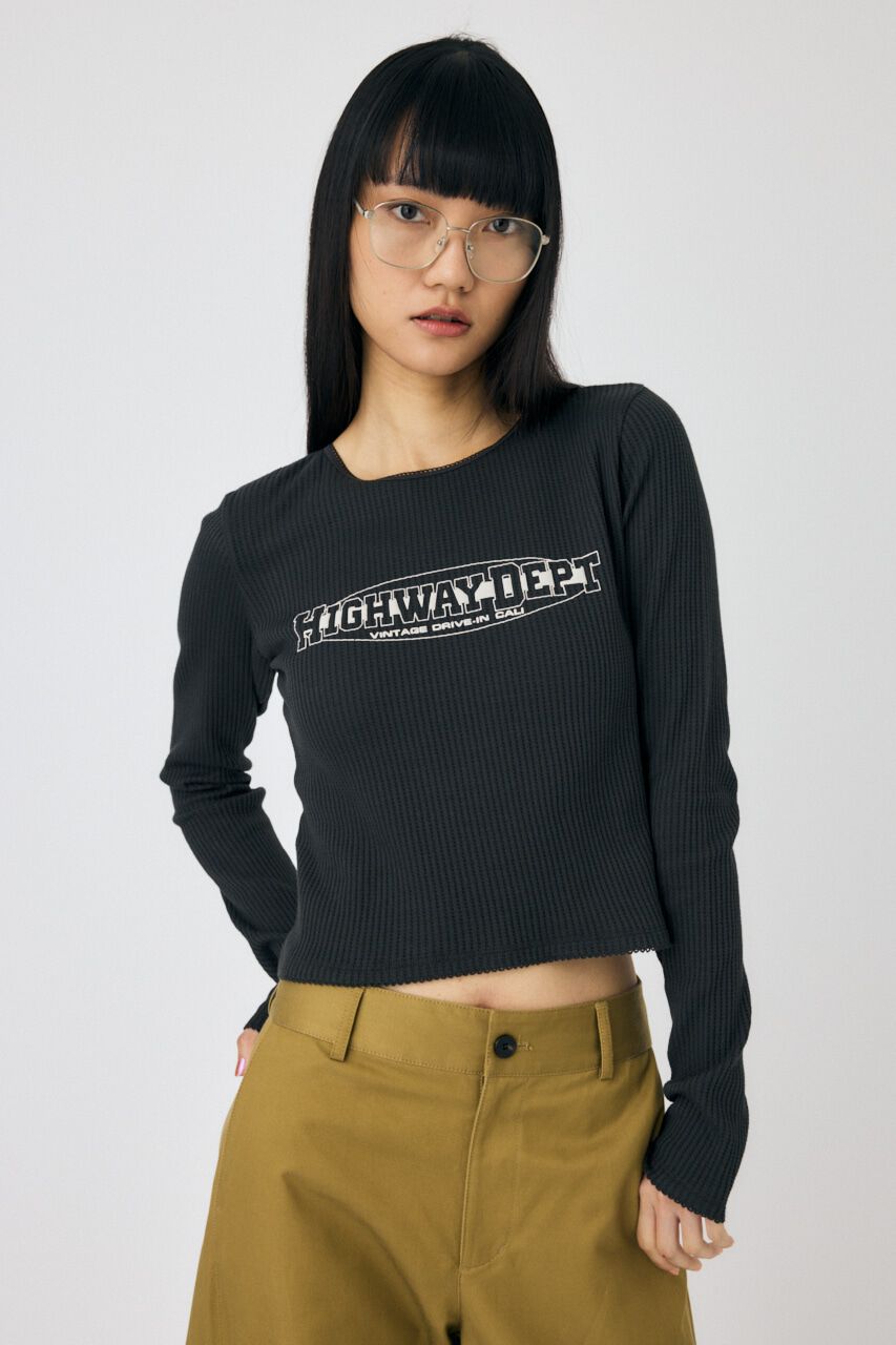 MOUSSY「THERMAL ロングスリーブT」|Tシャツ・カットソー|L/BLK1
