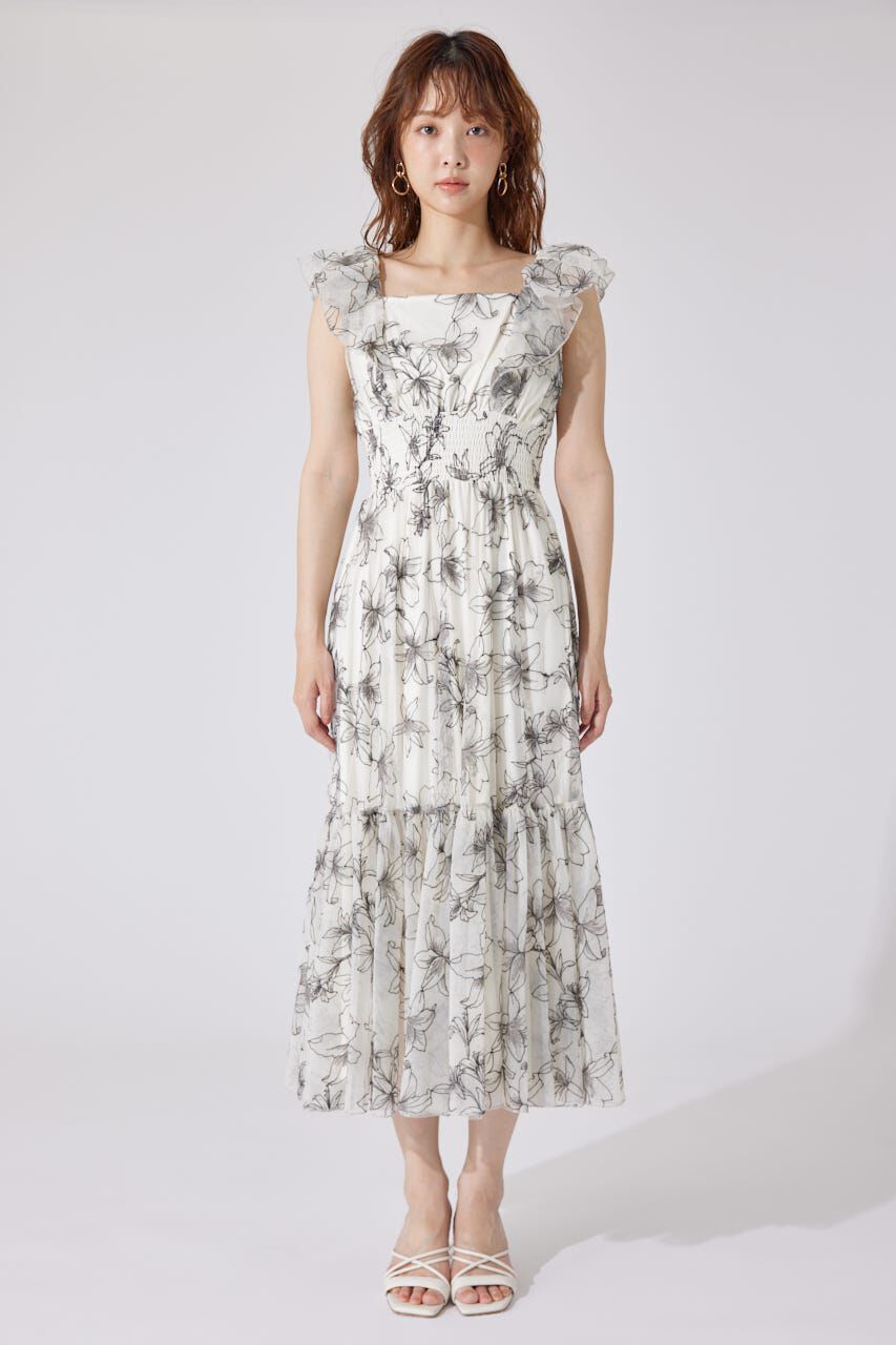 rienda「エンブロイダリーチュールフレアスリーブワンピース」|ワンピース|