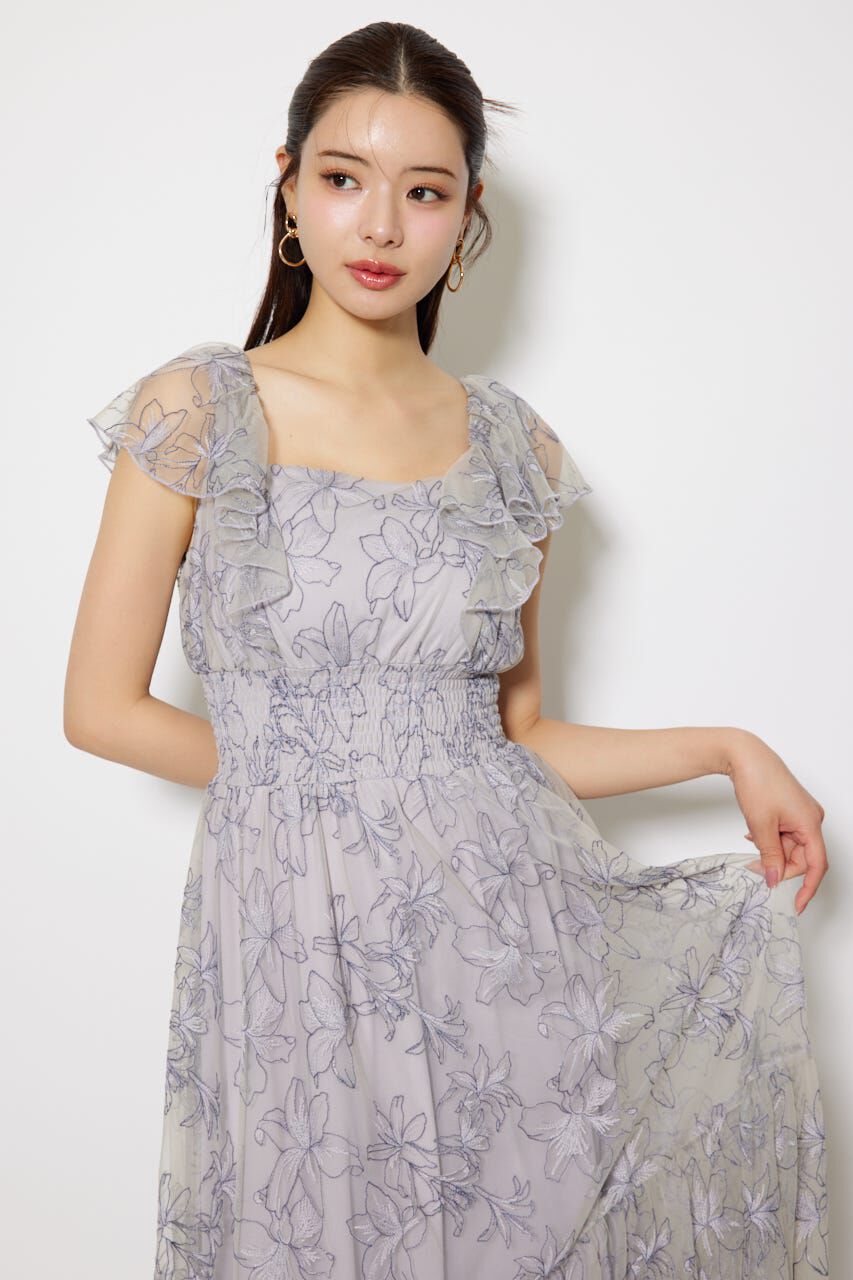 rienda「エンブロイダリーチュールフレアスリーブワンピース」|ワンピース|