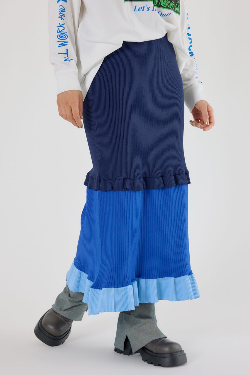 RODEO CROWNS「A-LIGHT フリル切替ニットスカート」|スカート|NVY