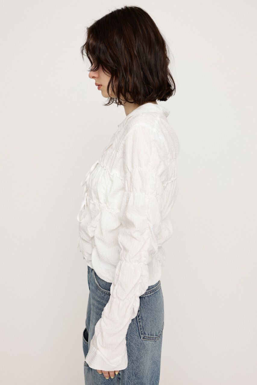 SLY「SHIRRING SKIPPER RIBBON シャツ」|シャツ・ブラウス|