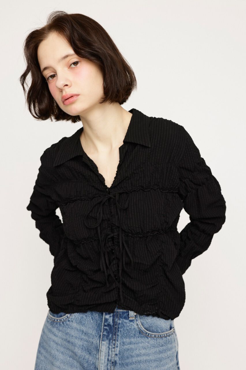 SLY「SHIRRING SKIPPER RIBBON シャツ」|シャツ・ブラウス|