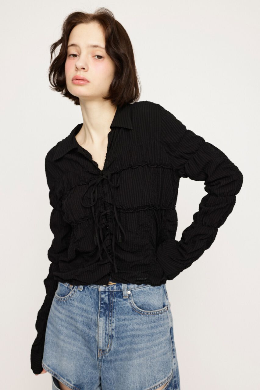 SLY「SHIRRING SKIPPER RIBBON シャツ」|シャツ・ブラウス|