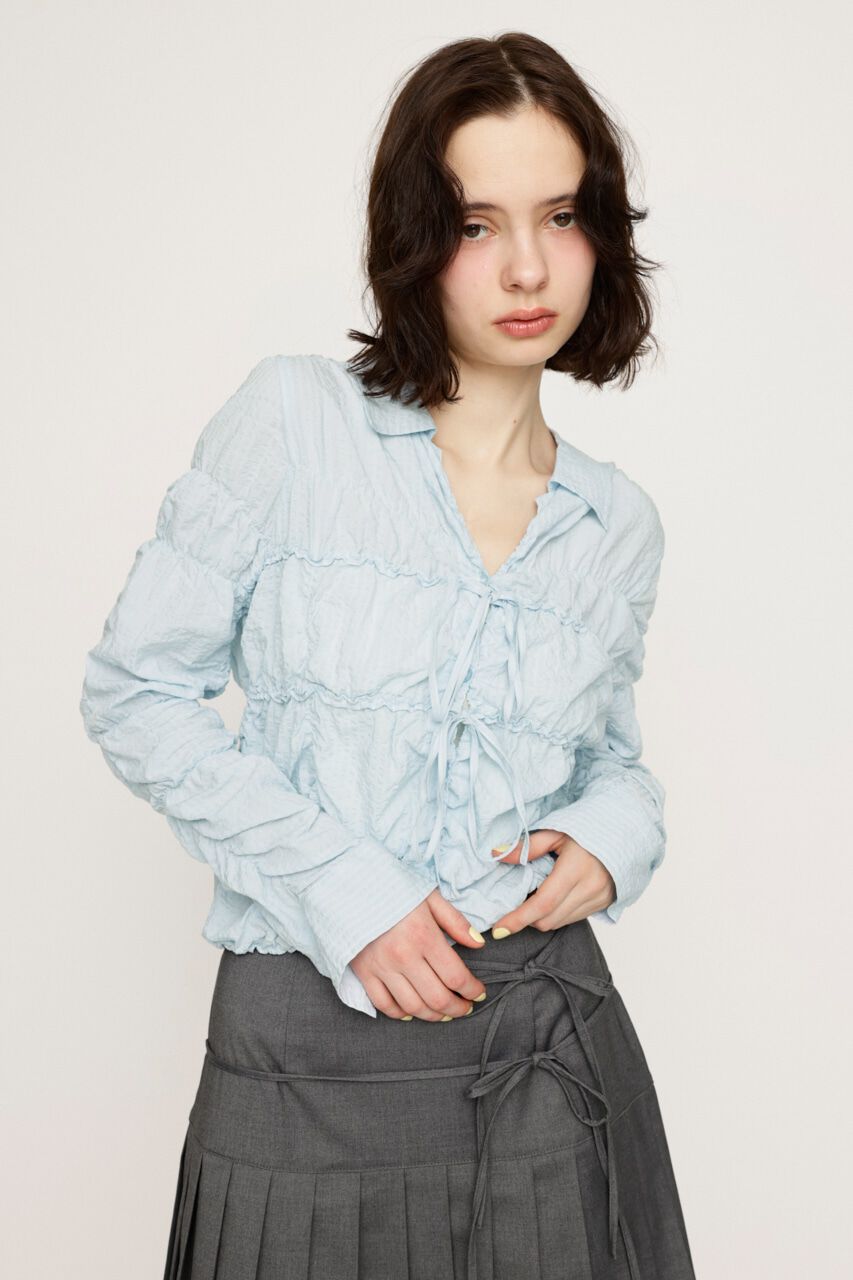 SLY「SHIRRING SKIPPER RIBBON シャツ」|シャツ・ブラウス|