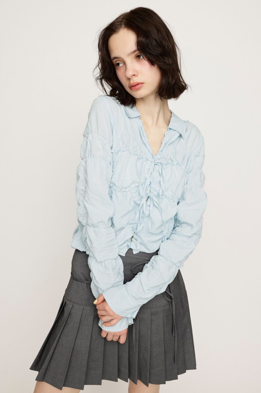 SLY「SHIRRING SKIPPER RIBBON シャツ」|シャツ・ブラウス|