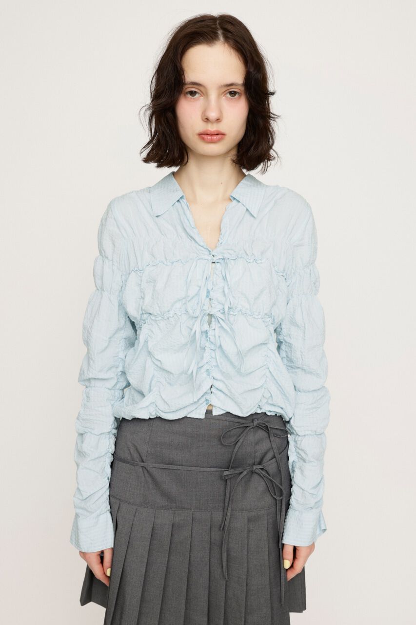 SLY「SHIRRING SKIPPER RIBBON シャツ」|シャツ・ブラウス|