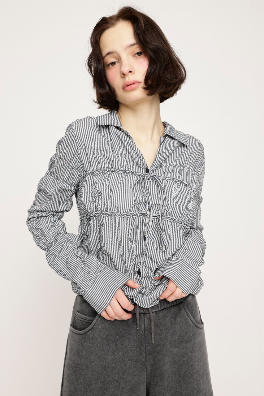 SLY「SHIRRING SKIPPER RIBBON シャツ」|シャツ・ブラウス|