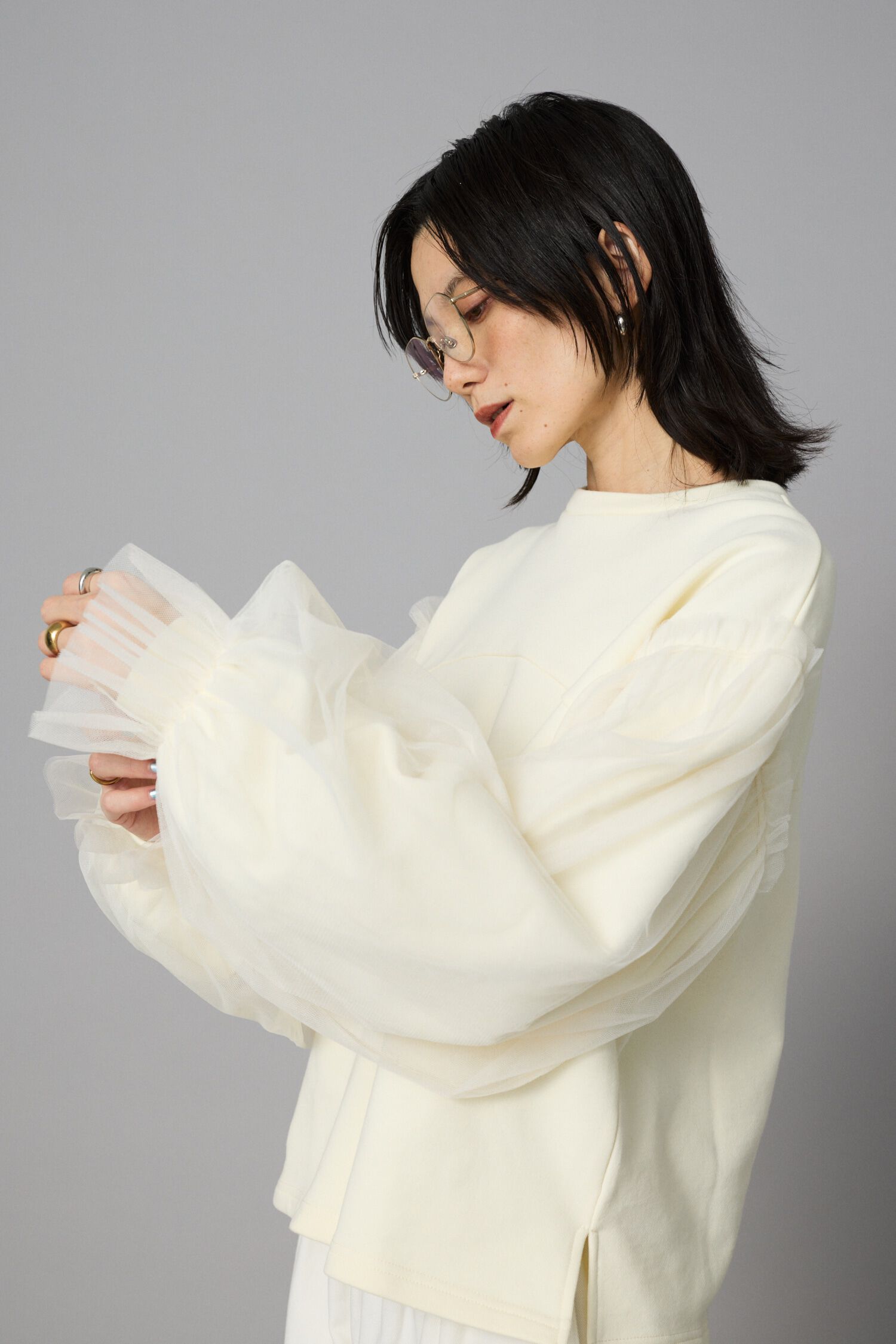 HeRIN.CYE「Tulle layer tops」|Tシャツ・カットソー|