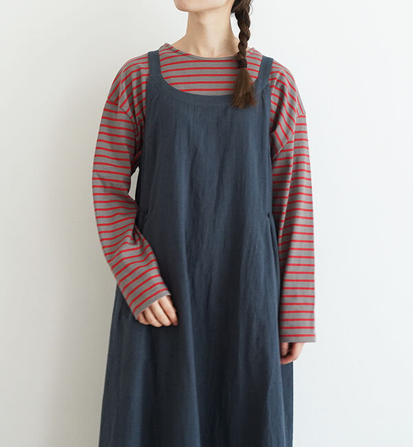 オローネ「サブリナボーダーロングスリーブ」|Tシャツ・カットソー|レッドボーダー