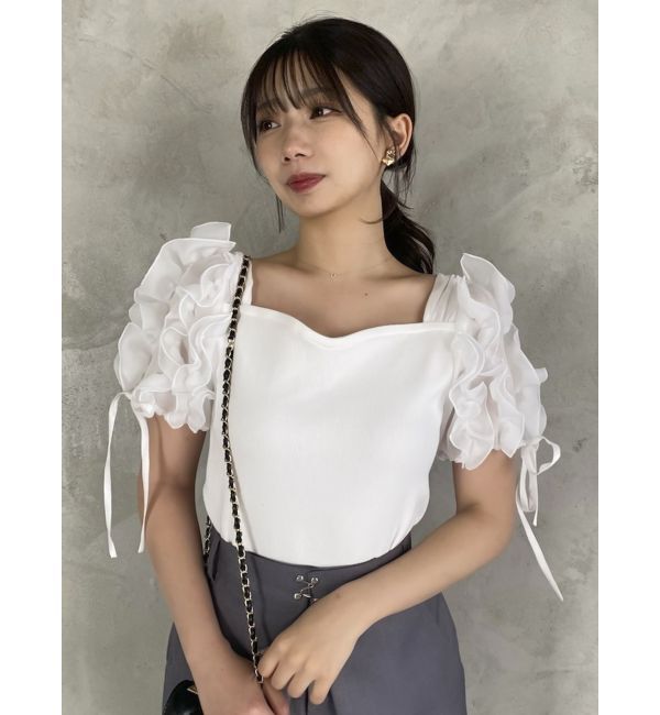 dazzlin「ショルダーボリュームフリルカットプルオーバー」|Tシャツ・カットソー|